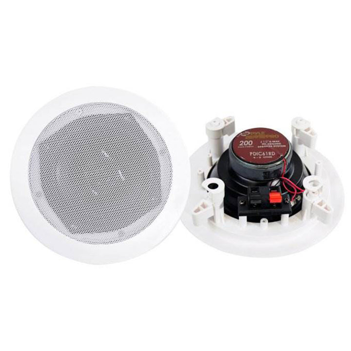 PYLE PDIC61RD 200W 6.5'' Round Flush Mount In-Wall/Ceiling Home Speakers, 2 Pack