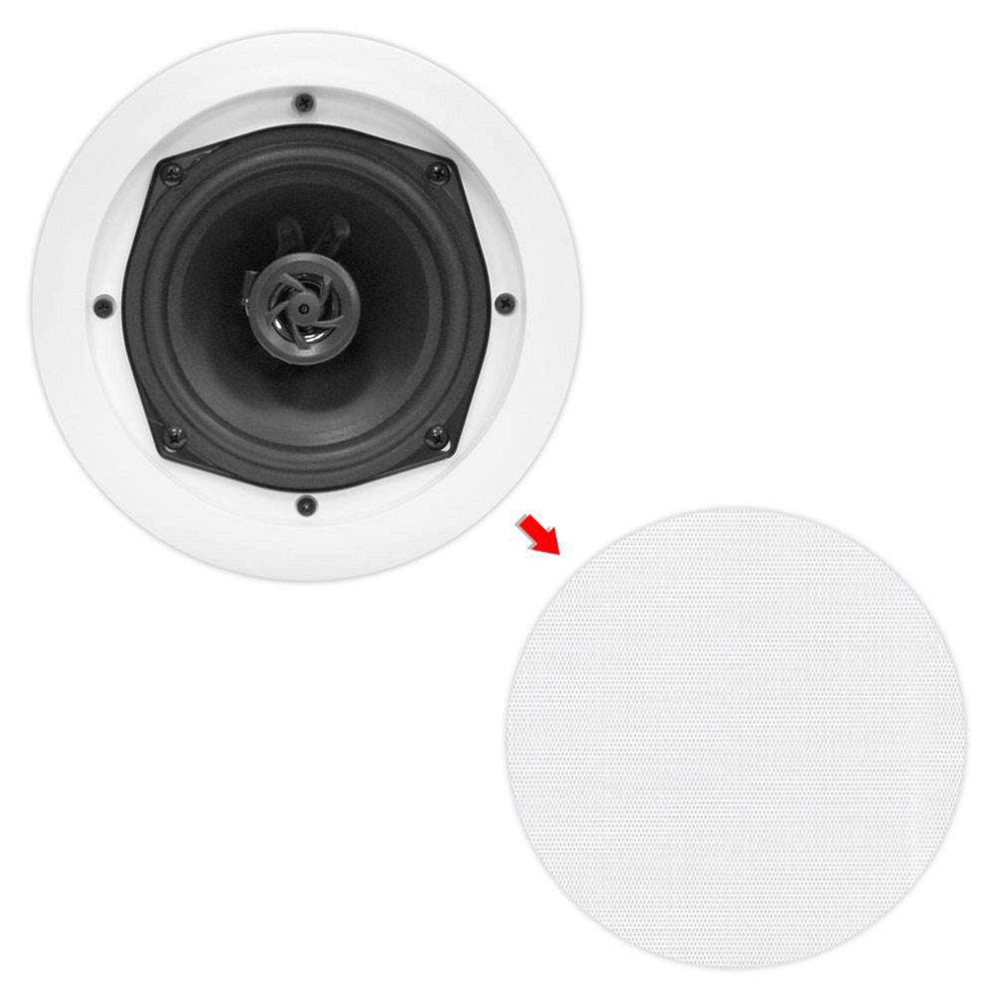PYLE PDIC61RD 200W 6.5'' Round Flush Mount In-Wall/Ceiling Home Speakers, 2 Pack - VMInnovations