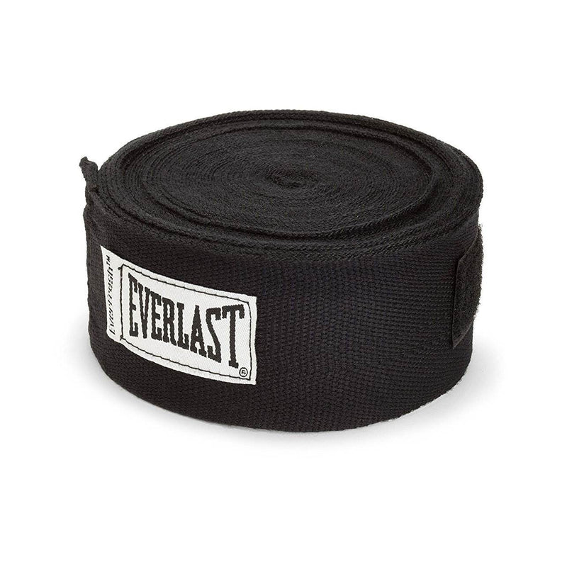 Everlast 120" Polyester Cotton Boxing Sparring Hand Wraps, Black (Open Box)