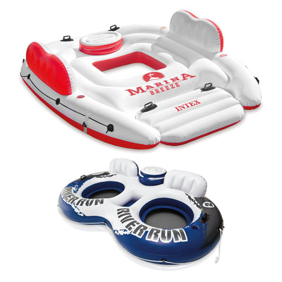 Intex Marina Breeze Island Lake Raft with Built-In Cooler + 2 Person Tube Float