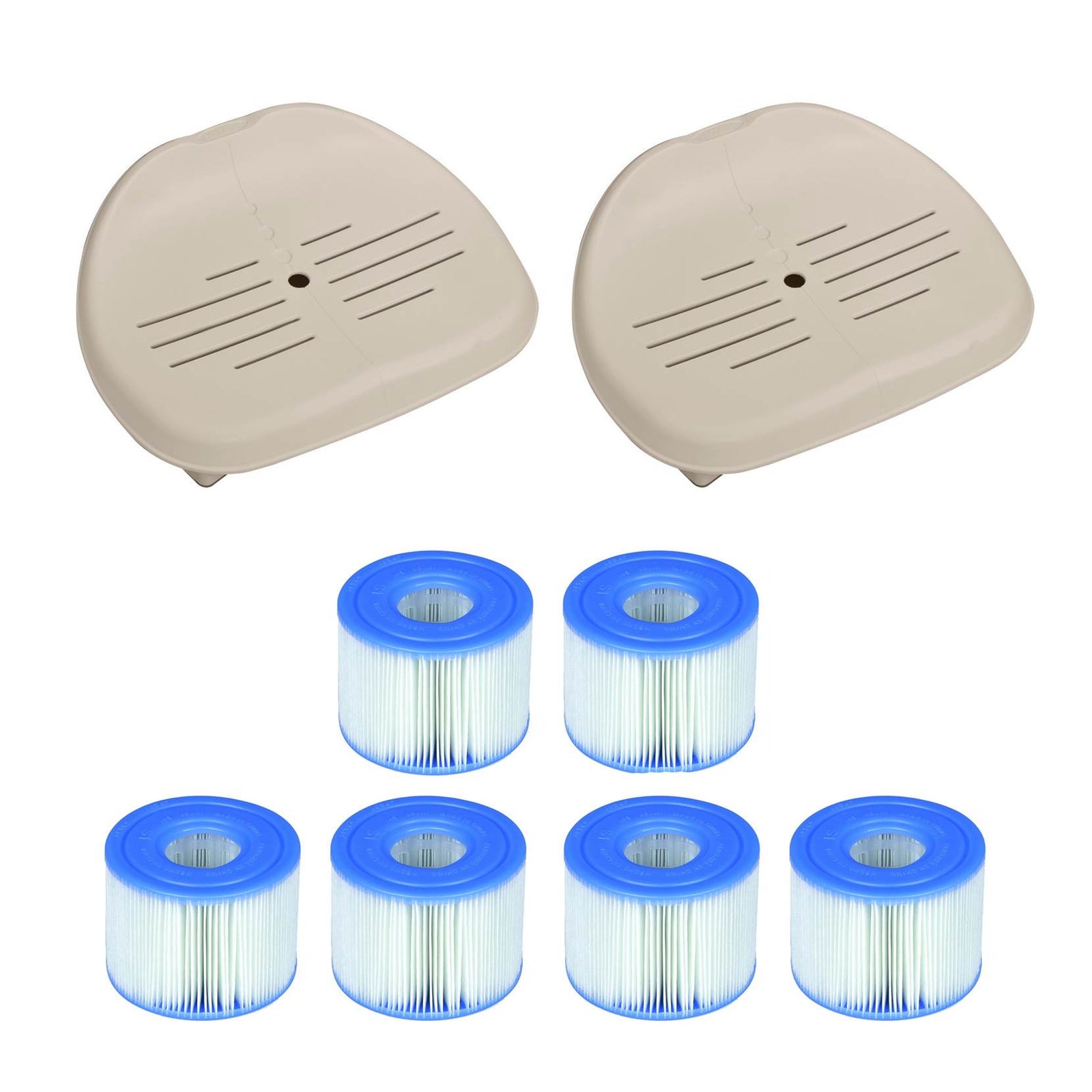 Intex Pure Spa Hot Tub Seat Accessory (Pair) + PureSpa Type S1 Filters (6 Count) - VMInnovations