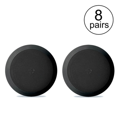 Pyle PDIC81RDBK 250W 8 Inch Flush In-Wall In-Ceiling Black Speakers (8 Pack)