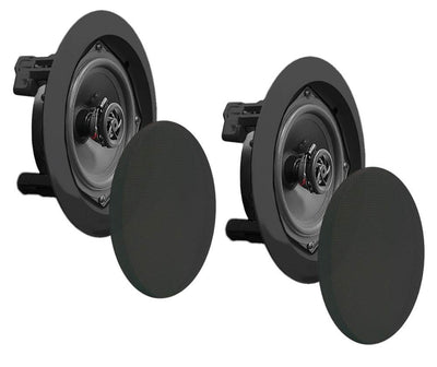Pyle PDIC81RDBK 250W 8 Inch Flush In-Wall In-Ceiling Black Speakers (8 Pack)