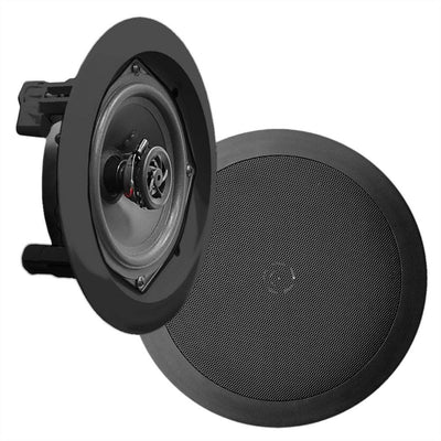 Pyle PDIC81RDBK 250W 8 Inch Flush In-Wall In-Ceiling Black Speakers (8 Pack)