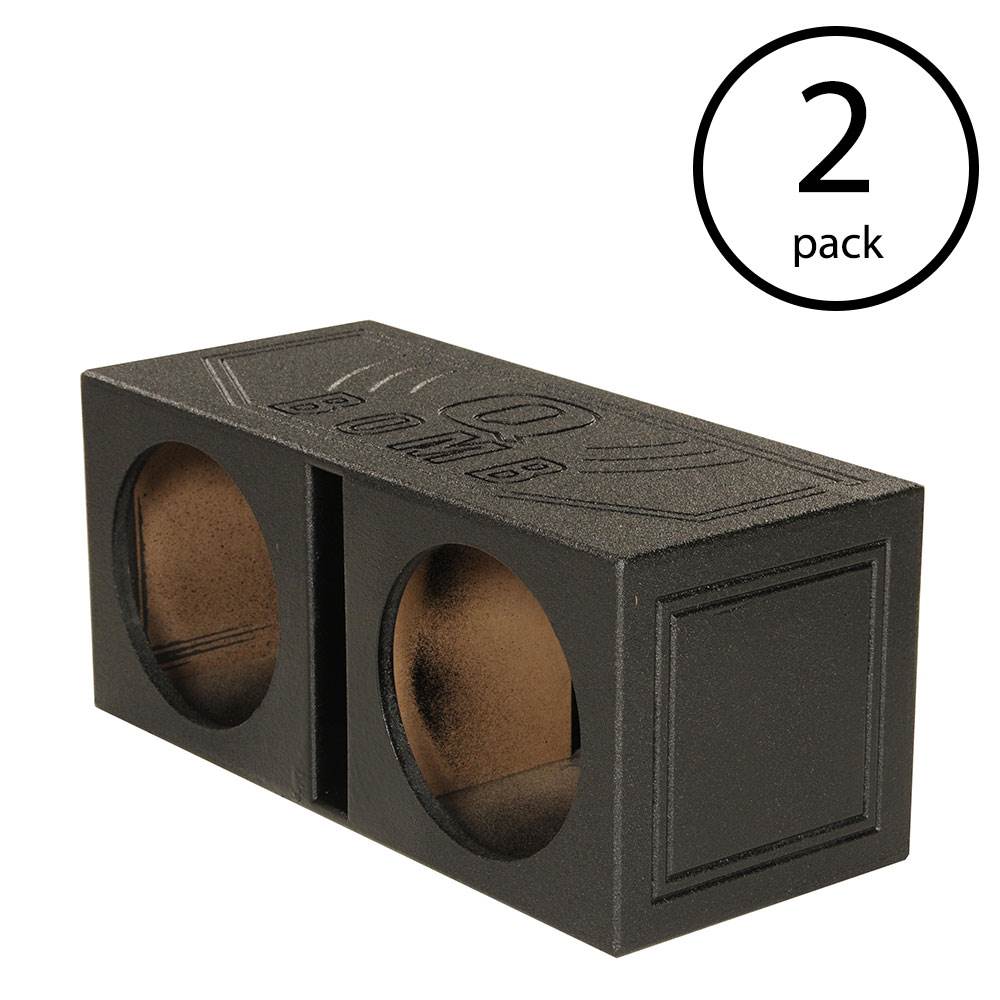 QPower QBomb Dual 12" Vented Port Subwoofer Sub Box w/ Bedliner Spray (2 Pack)