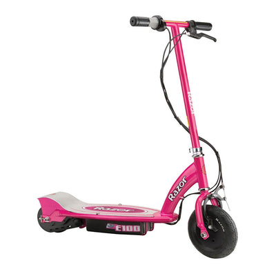 Razor E100 Electric Motor Powered Ride On Kids Scooter, Pink (2 Pack) + Helmets