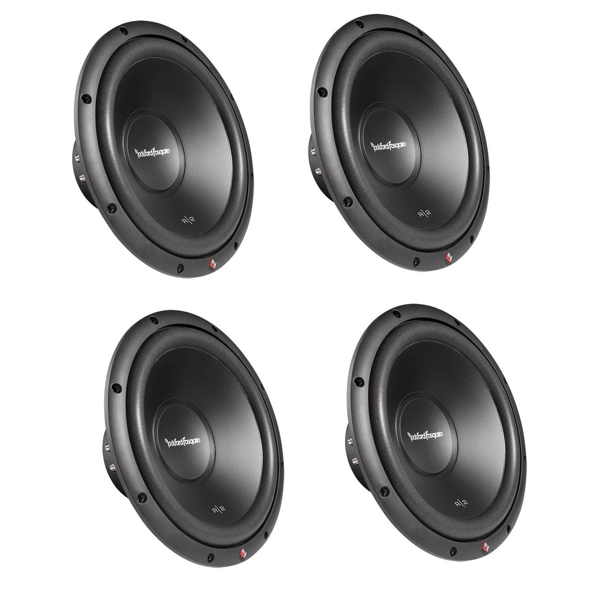 Rockford Fosgate R2D4-12 12" 500W 4-Ohm DVC Prime R2 Car Audio Subwoofer, 4 Pack