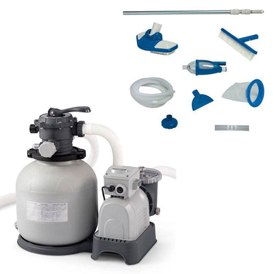 Intex Krystal Clear 3000 GPH Sand Filter Pump + Deluxe Pool Maintenance Kit