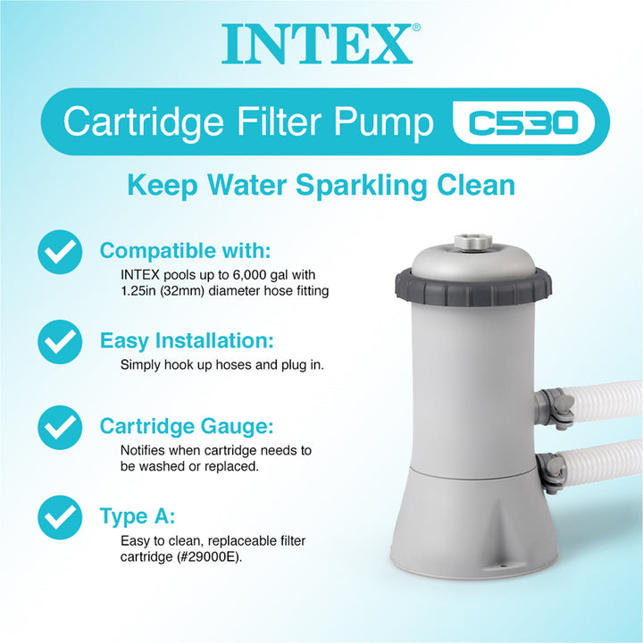 Intex Krystal Clear 530 GPH Easy Set Pool Filter Pump with Filter Cartridges