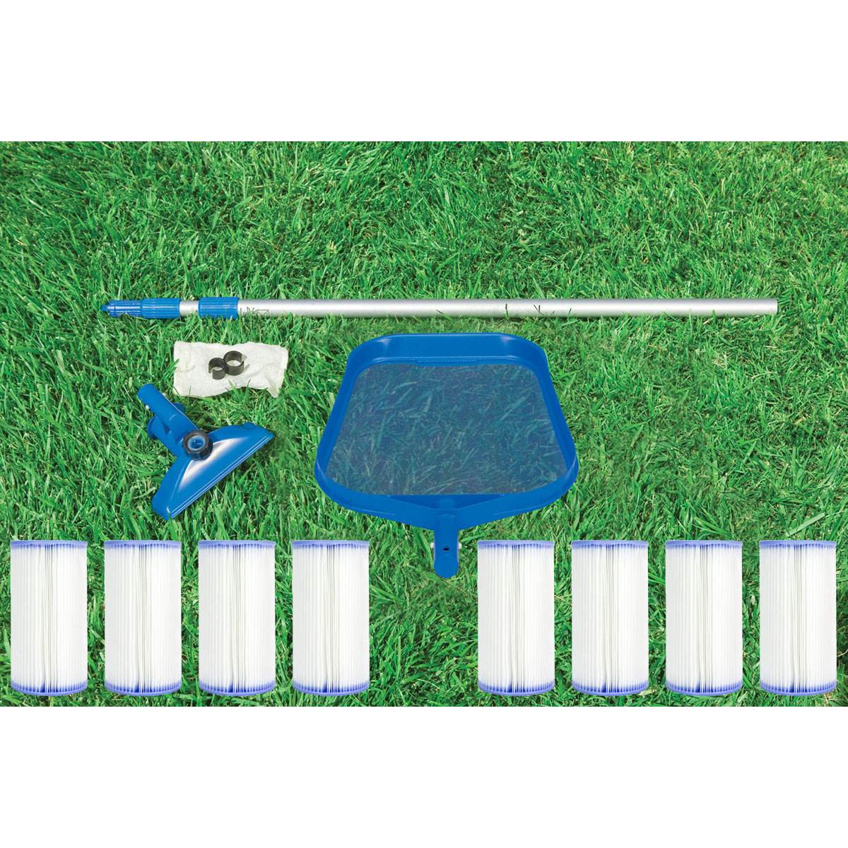 Intex Cleaning Maintenance Swimming Pool Kit w/ Vacuum Skimmer & Pole + Filters - VMInnovations
