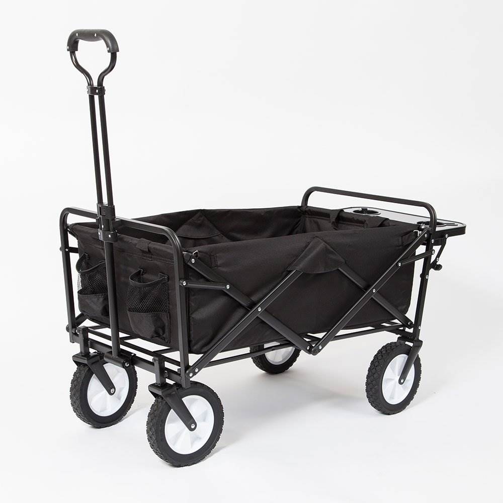 Mac Sports Collapsible Folding Garden Utility Wagon w/ Table, Black (Damaged)