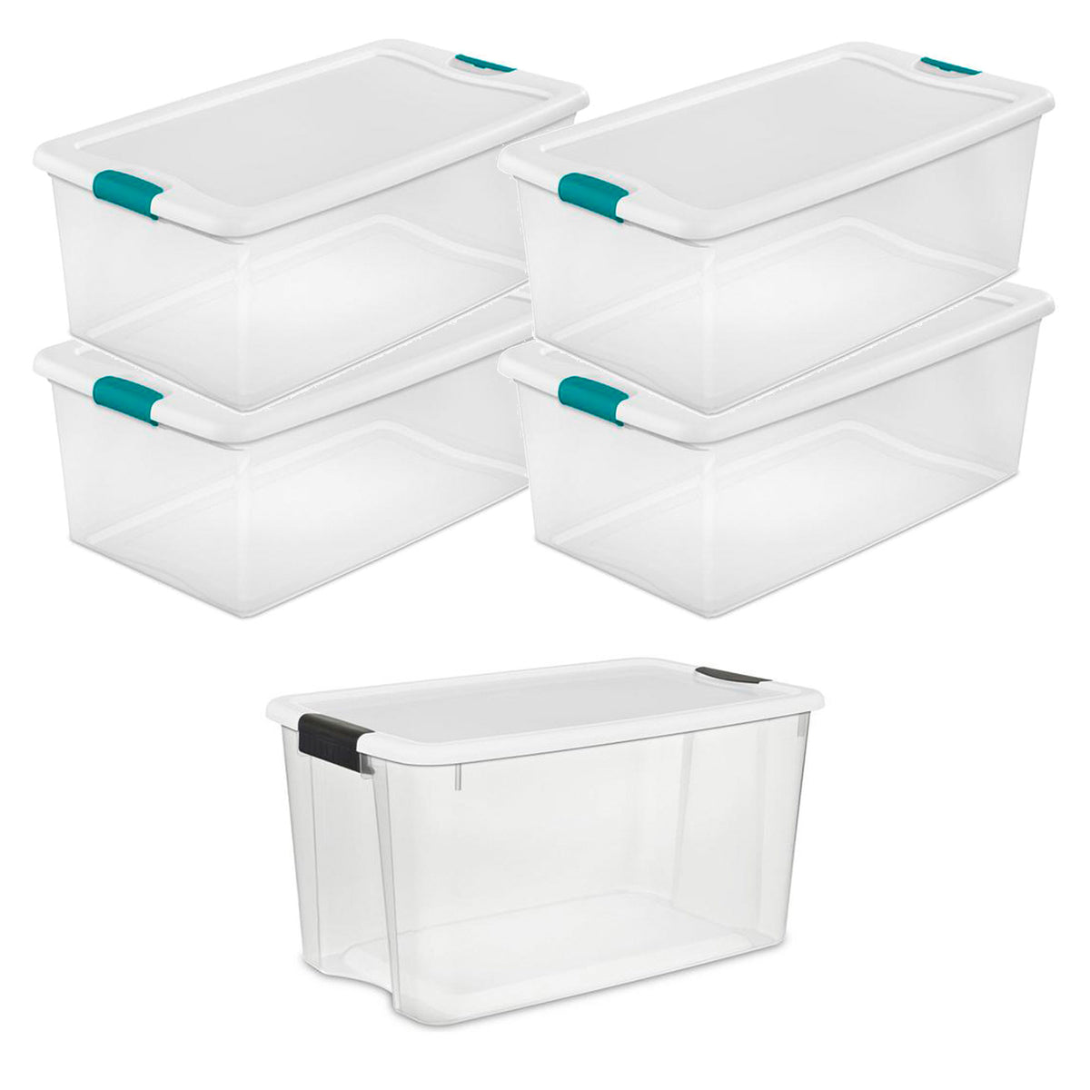 Sterilite 106-Quart Latching Storage Box 4-Pack & 70-Quart Ultra Latch Container
