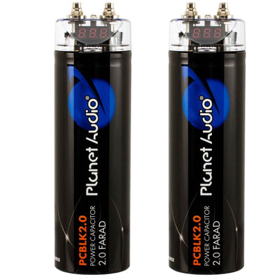 Planet Audio PCBLK2.0 2 Farad Car Digital Capacitor Audio Cap with LED (2 Pack)