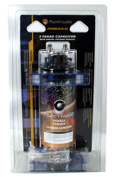 Planet Audio PCBLK2.0 2 Farad Car Digital Capacitor Audio Cap with LED (2 Pack)