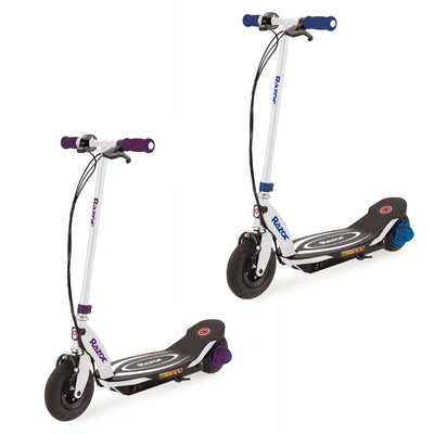 Razor Power Core E100 Kids RideOn Motorized Electric Scooters, 1 Blue & 1 Purple