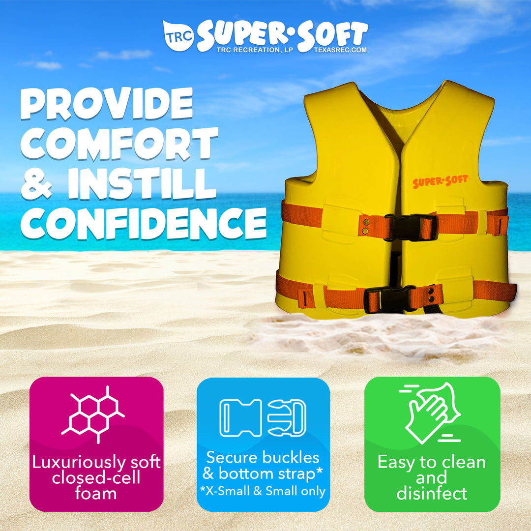 TRC Recreation Super Soft Child X Small Life Jacket Swim Vest, Yellow (Open Box) - VMInnovations