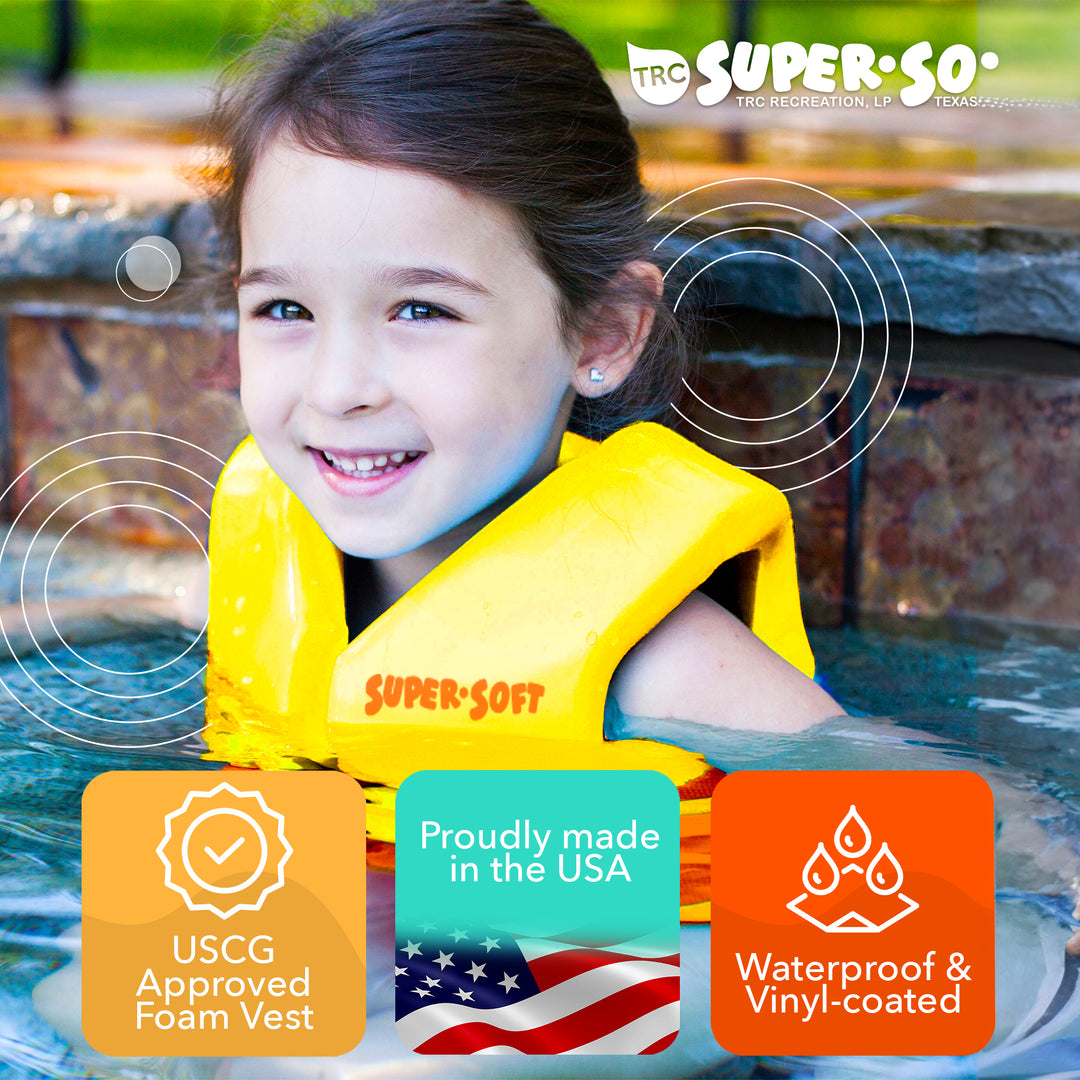 TRC Recreation Super Soft Child X Small Life Jacket Swim Vest, Yellow (Open Box) - VMInnovations