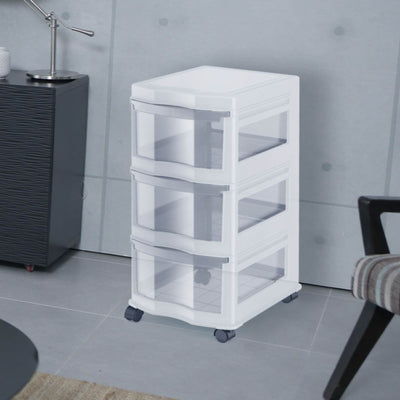 Life Story Classic 3 Shelf Storage Container Organizer Drawers, White (12 Pack)