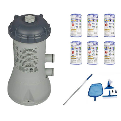 Intex Pool Pump System + Maintenance Tools + Replacement Cartridges (6 Pack) - VMInnovations