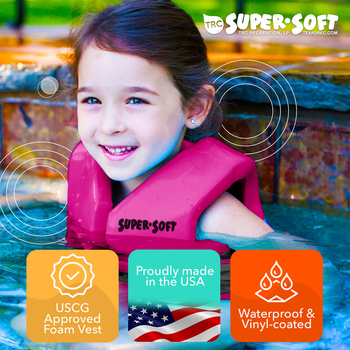 TRC Recreation Super Soft Child Life Jacket Vest, Small, Flamingo Pink(Open Box) - VMInnovations