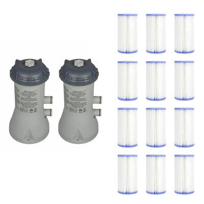 Intex 1000 GPH Easy Set Above Ground Pool Filter Pump System (2 Pack) + Filters