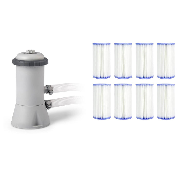 Intex Krystal Clear 530 GPH Easy Set Pool Cartridge Filter Pump + 8 Filters - VMInnovations