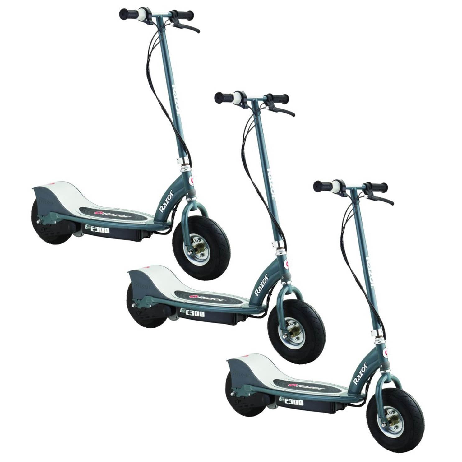 Razor E300 Electric 24 Volt Motorized Rechargeable Kids Scooter, Gray (3-Pack)