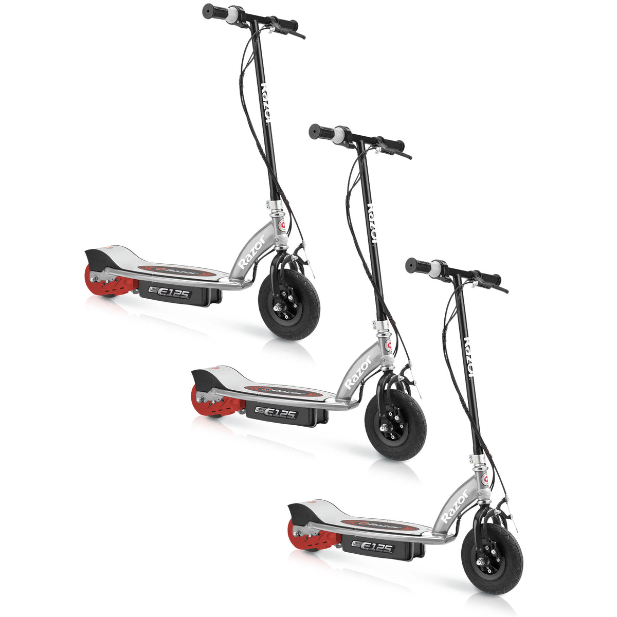 Razor E125 Motorized Rechargeable Battery Kids Electric Scooter, Black (3 Pack)