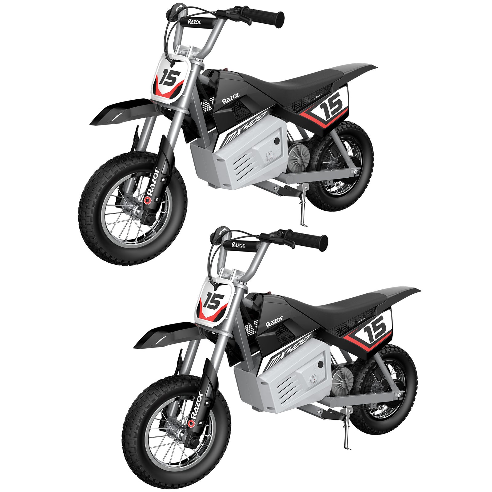 Razor MX400 Rocket 24V Electric Toy Motocross Dirt Bike, Black (2 Pack) - VMInnovations