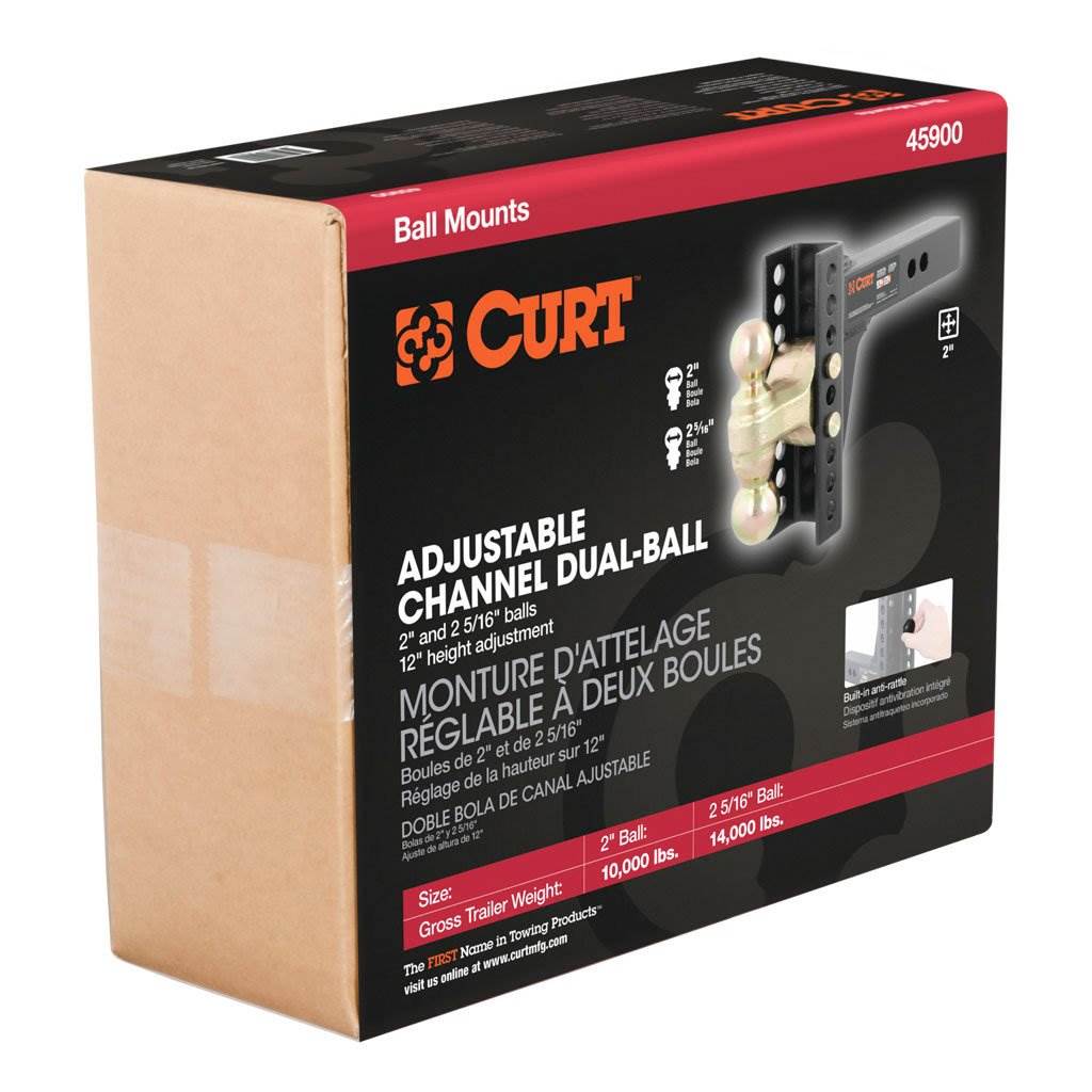 Curt 2 " 14,000 Pound Dual Ball Adjustable Channel Mount (2 Pack)
