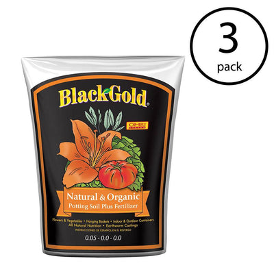 SunGro SUGRBG2 Black Gold Natural & Organic Potting Soil w/ Fertilizer (3 Pack)