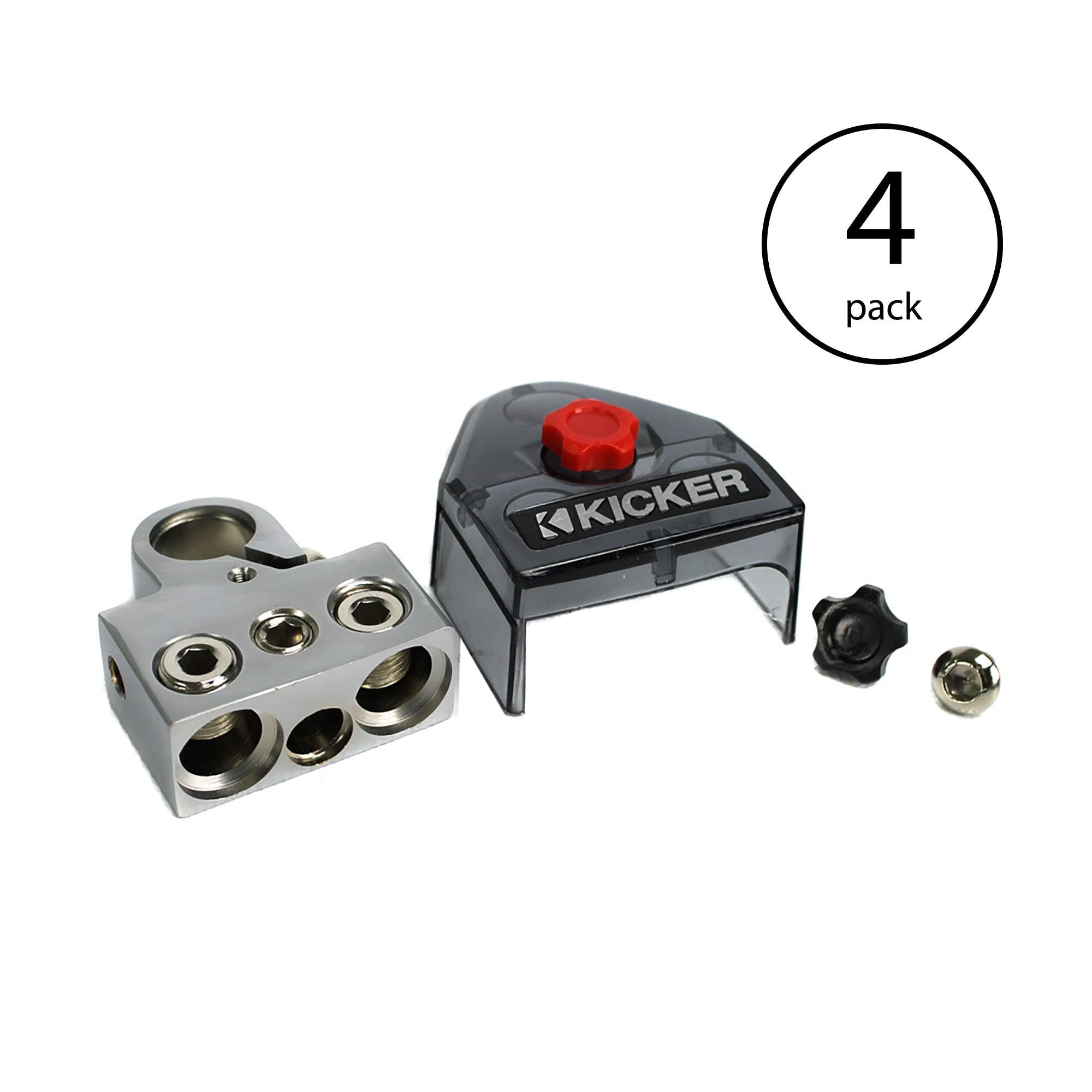 Kicker Positive/Negative Power Battery Terminal 0/1-8 Ga Gauge 3 Out (4 Pack)