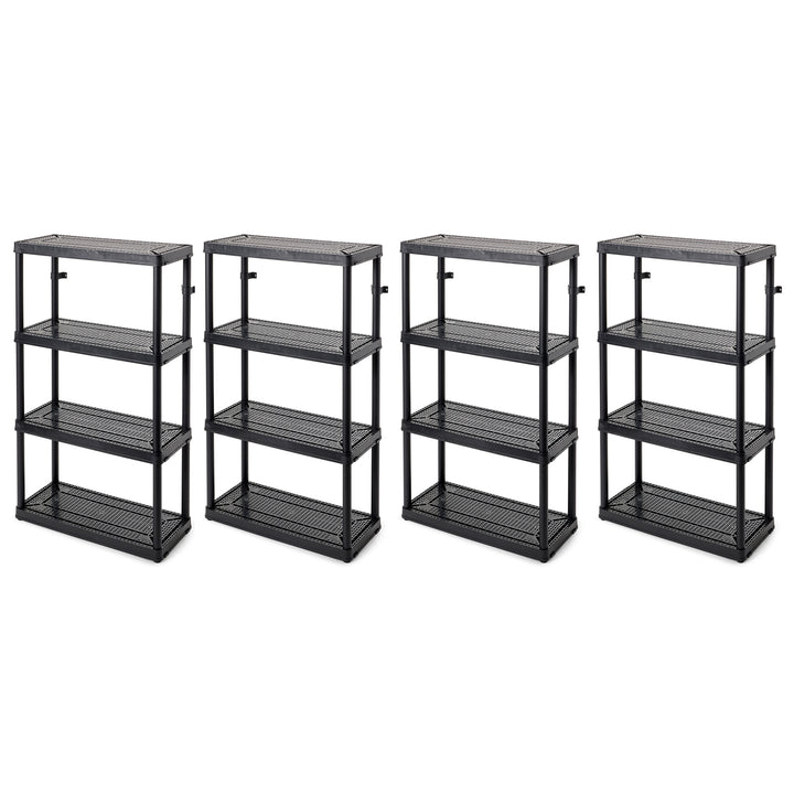 Gracious Living 4 Shelf Fixed Height Medium Duty Storage Unit, Black (4 Pack)