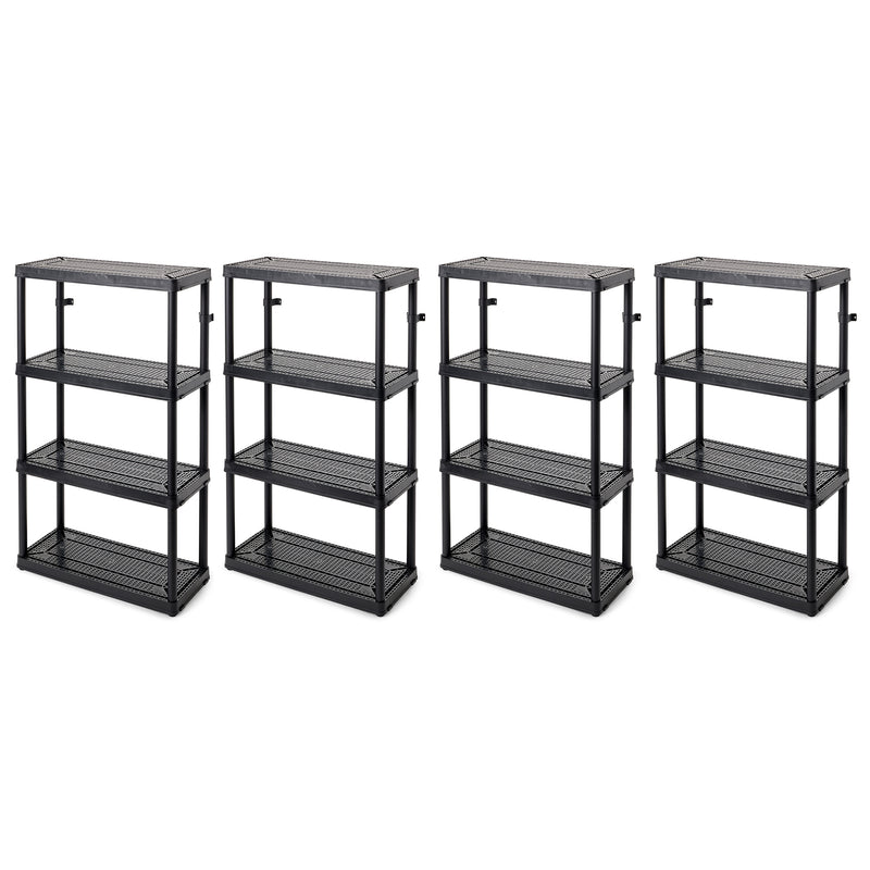 Gracious Living 4 Shelf Fixed Height Medium Duty Storage Unit, Black (4 Pack) - VMInnovations