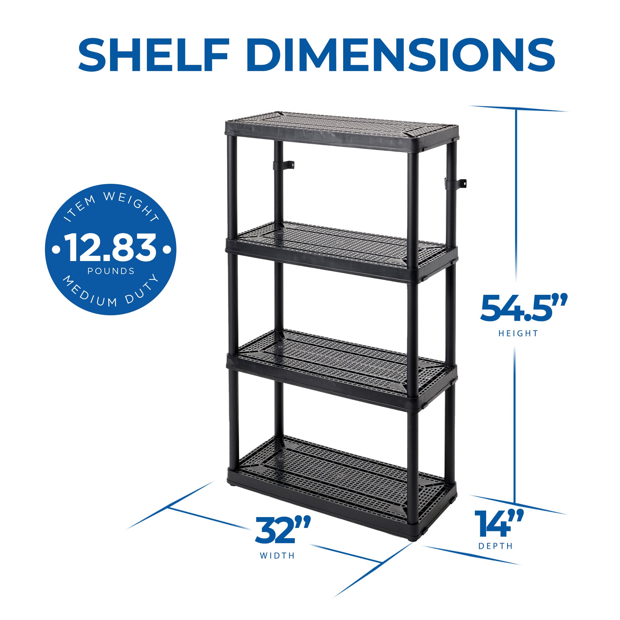 Gracious Living 4 Shelf Fixed Height Medium Duty Storage Unit, Black (3 Pack) - VMInnovations