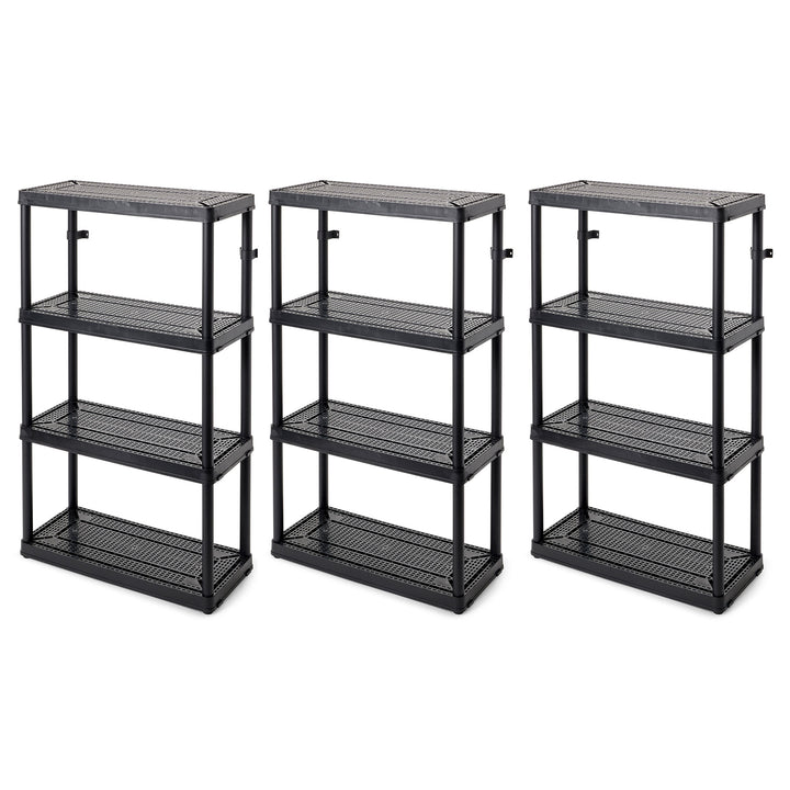 Gracious Living 4 Shelf Fixed Height Medium Duty Storage Unit, Black (3 Pack)