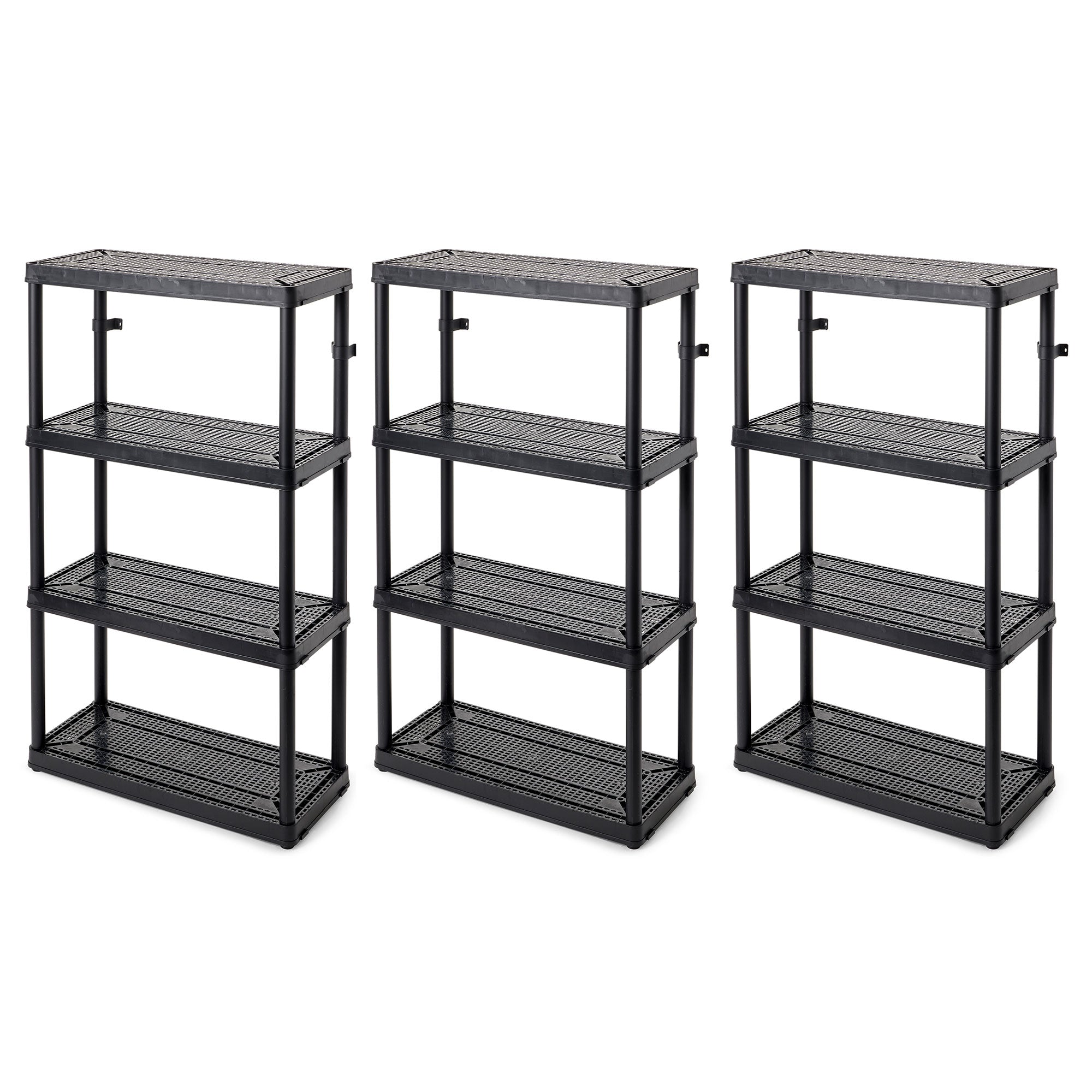 Gracious Living 4 Shelf Fixed Height Medium Duty Storage Unit, Black (3 Pack) - VMInnovations