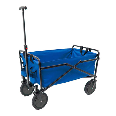Seina 150lb Capacity Collapsible Steel Utility Wagon Cart, Blue/Brown (2 Pack)