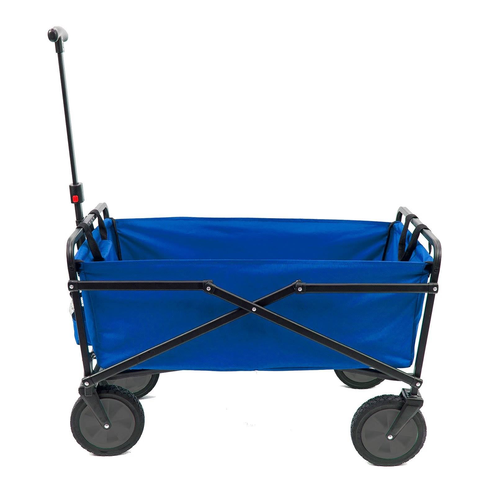 Seina 150lb Capacity Collapsible Steel Utility Wagon Cart, Blue/Brown (2 Pack)