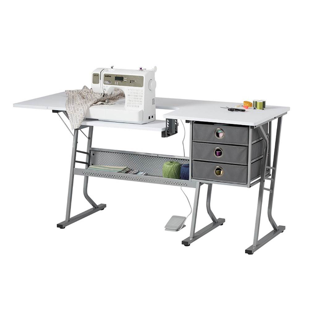Studio Designs Eclipse Ultra Sewing Machine Craft Table Cabinet, Grey/White