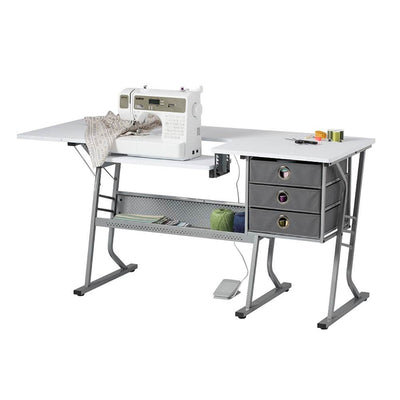 Studio Designs Eclipse Ultra Sewing Machine Craft Table Cabinet, Grey/White