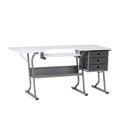 Studio Designs Eclipse Ultra Sewing Machine Craft Table Cabinet, Grey/White