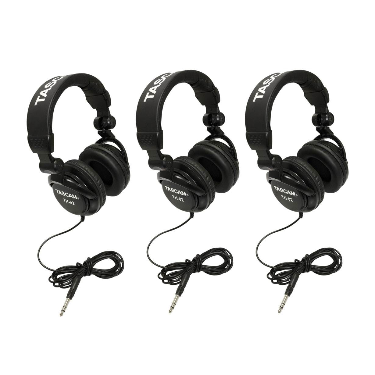 TASCAM Padded Foldable Recording Mixing Home & Studio Headphones, Black (3 Pack)