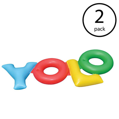 Swimline Inflatable YOLO Swimming Pool Backyard Fun Raft Float Toy Tube (2 Pack)