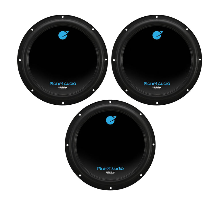 Planet Audio 10" 1500W Dual 4 Ohm Voice Coil Car Audio Power Subwoofer (3 Pack)