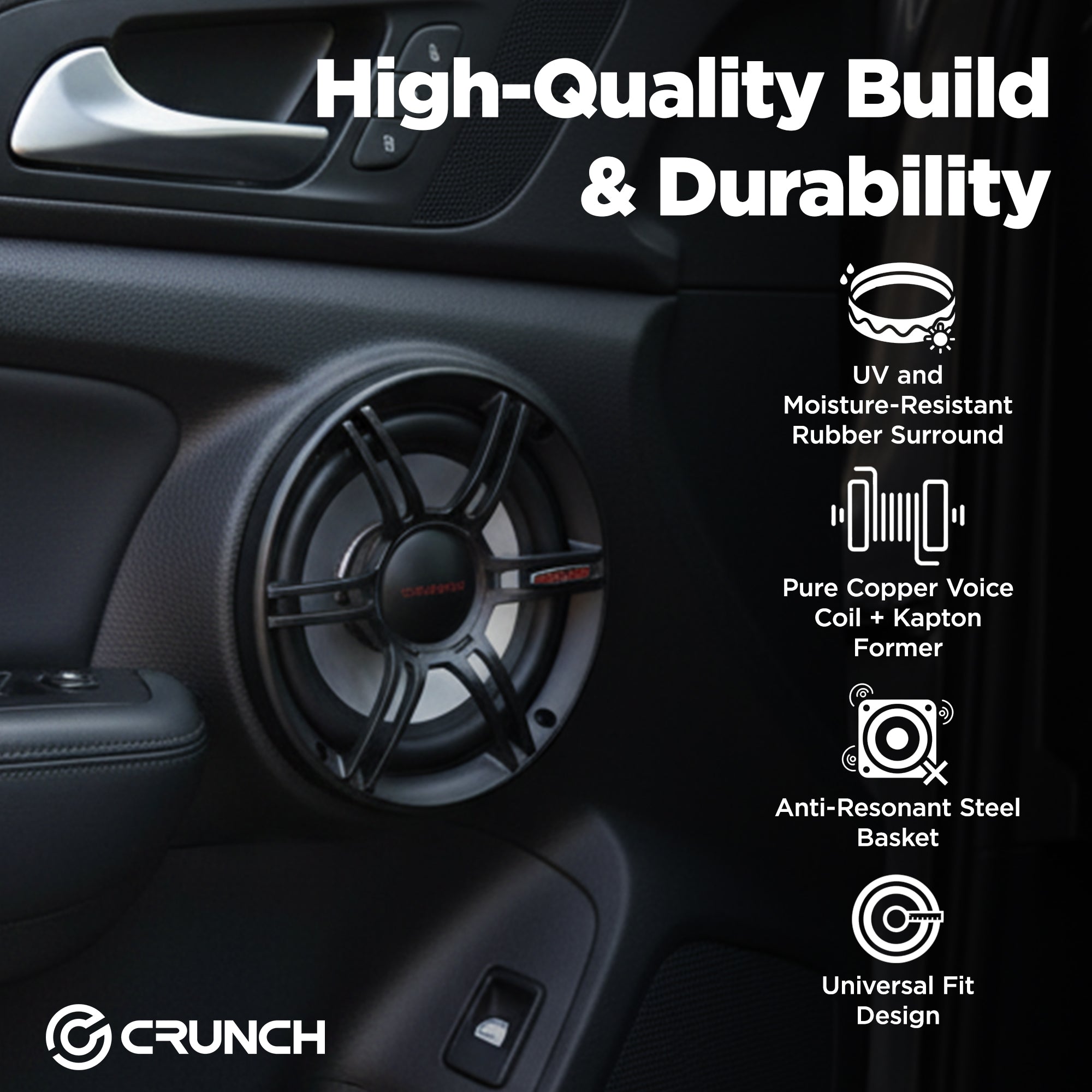 Crunch CS655 6.5" 2-Way Full Range Car Audio Speakers, 300W Peak Power, 2 Pack