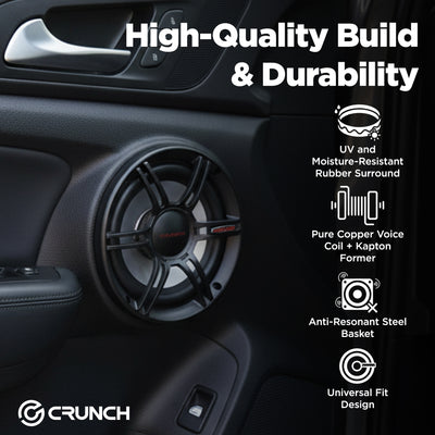 Crunch CS655 6.5" 2-Way Full Range Car Audio Speakers, 300W Peak Power, 2 Pack