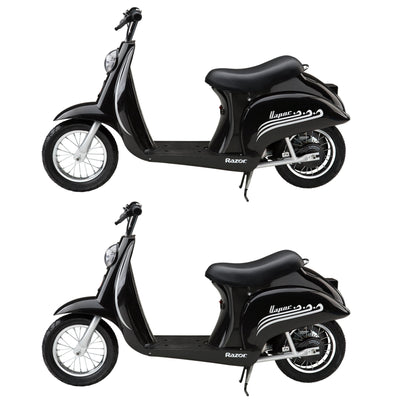 Razor Pocket Mod Miniature Euro 24V 250W Electric Retro Scooter, Black (2 Pack)