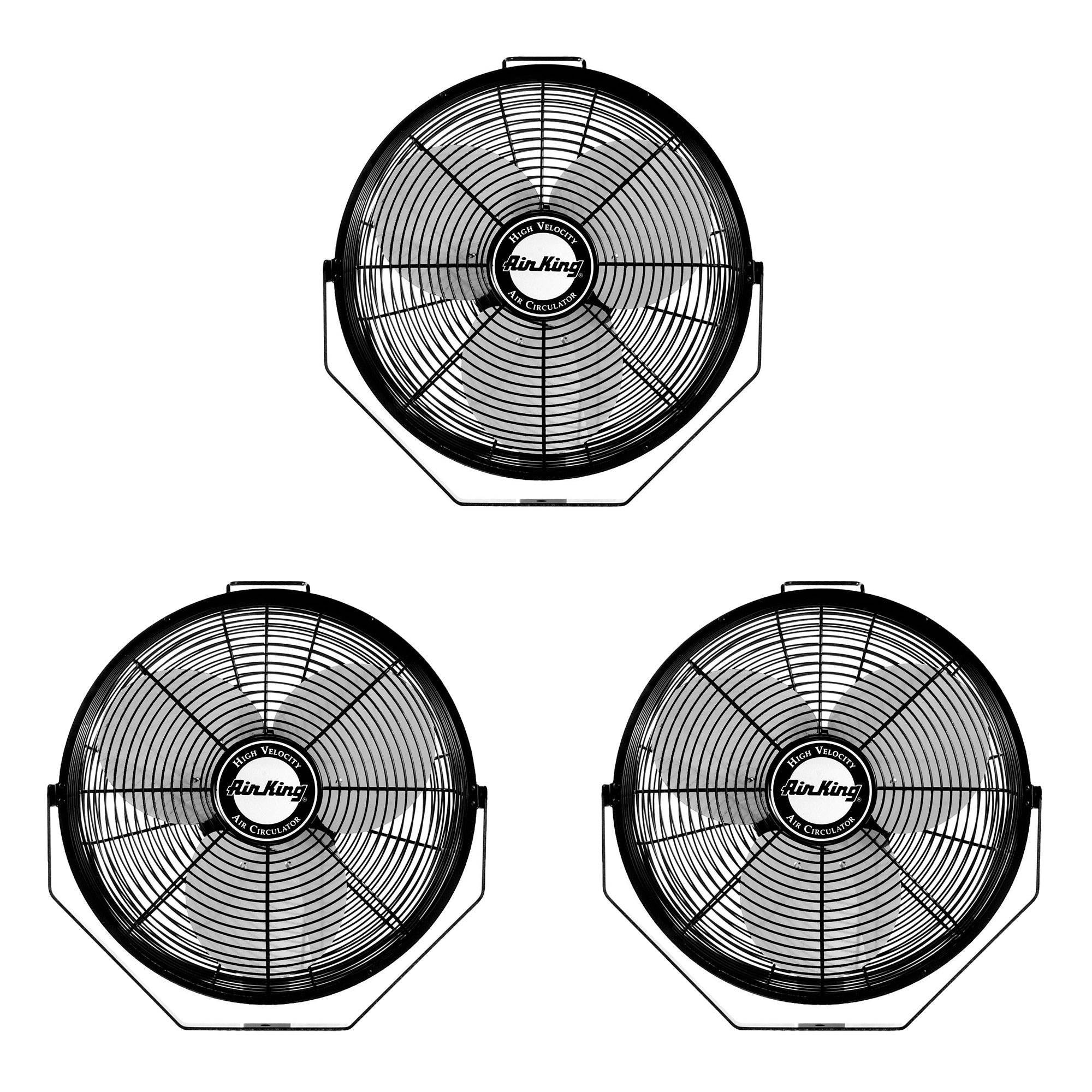 Air King 12 Inch 3 Speed 1/25 HP Motor Industrial Grade Multi-Mount Fan (3 Pack)