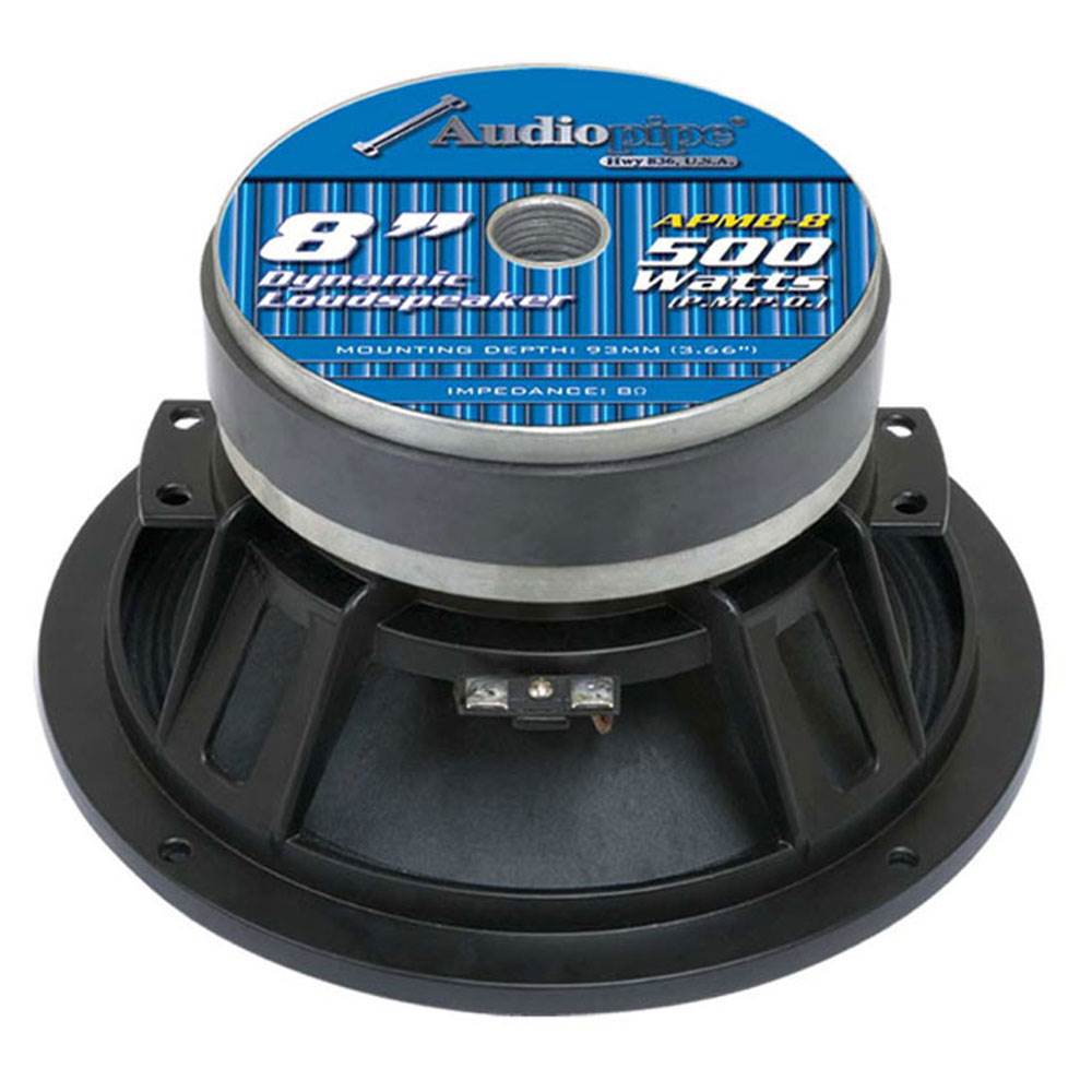 Audiopipe APMB-8B 500W 8" Low/Mid Frequency Mid-bass Car Audio Speaker (2 Pack)